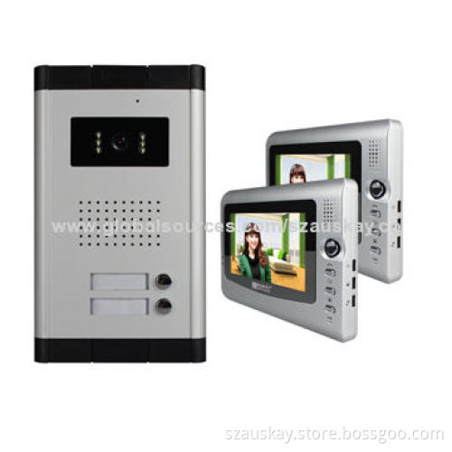 Video Door Phone, Suitable for Multiple Homes, IR Night Vision Camera and 7-inch TFT Indoor MonitorNew